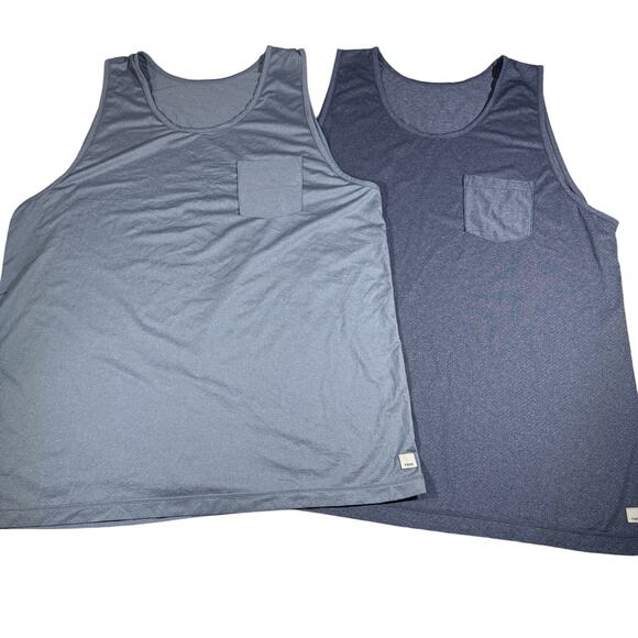 Vuori Men’s Tank Top 2XL Lot of 2 Blue Gray Pocket Sleeveless Athletic Casual - Picture 1 of 8